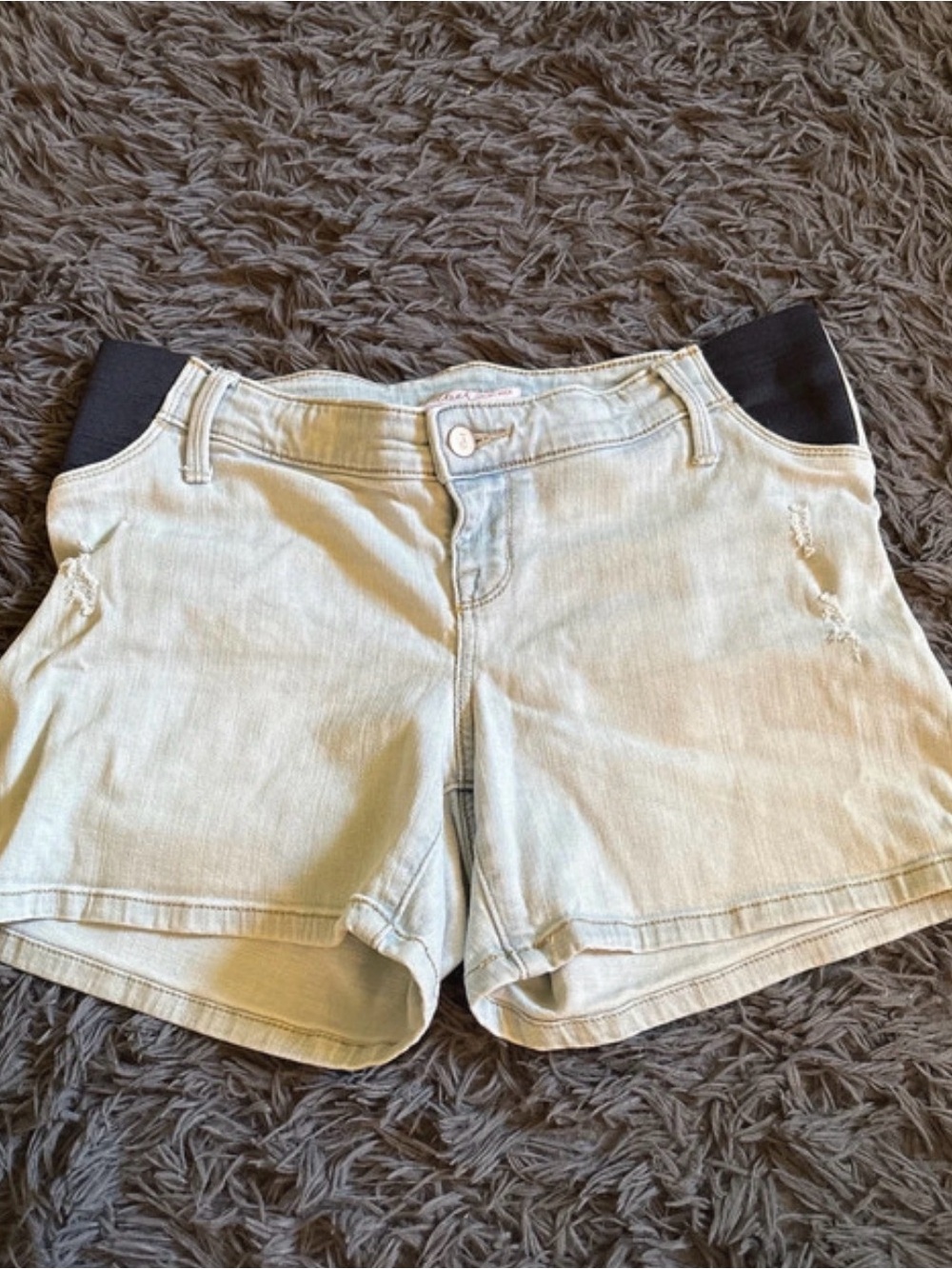 Light Wash Denim Shorts with Black Side Panels